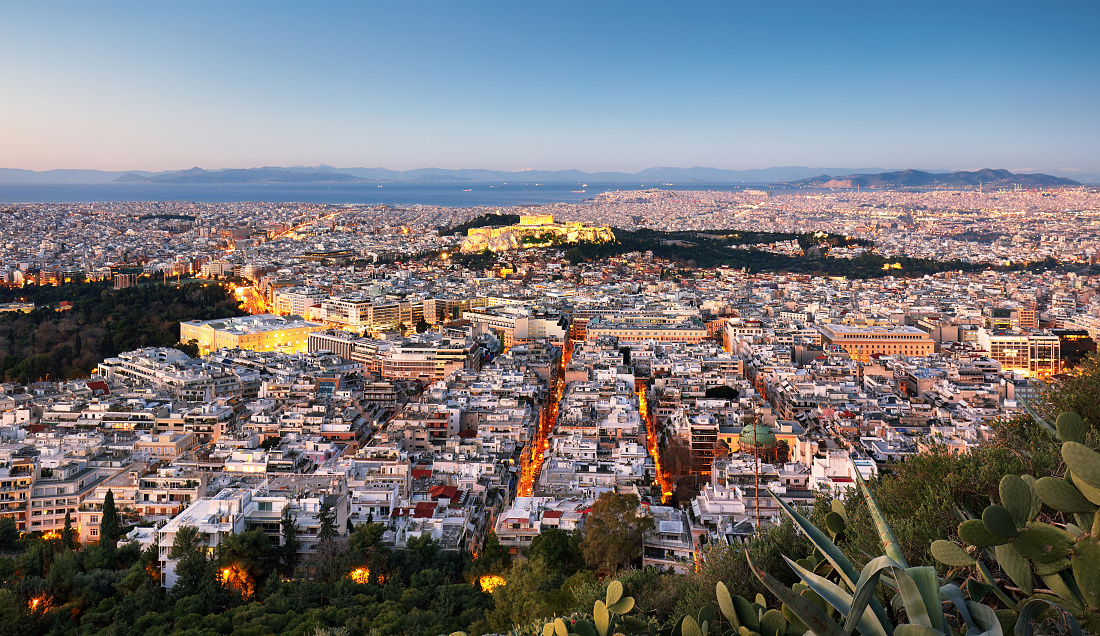 Cityscape of Athens with  Acropolis