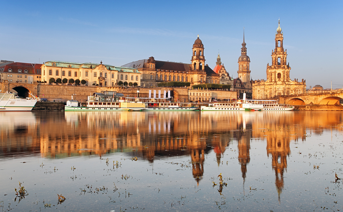 Dresden skyline with Elbe