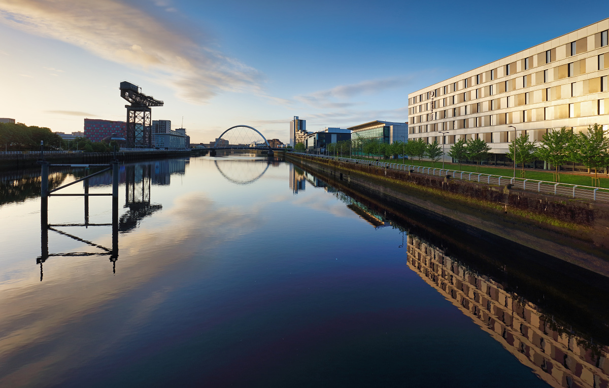 Glasgow panorama with Clyde river