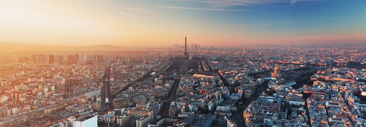 Panorama of Paris at sunset