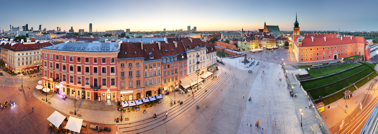 Panorama of Warsaw old town.