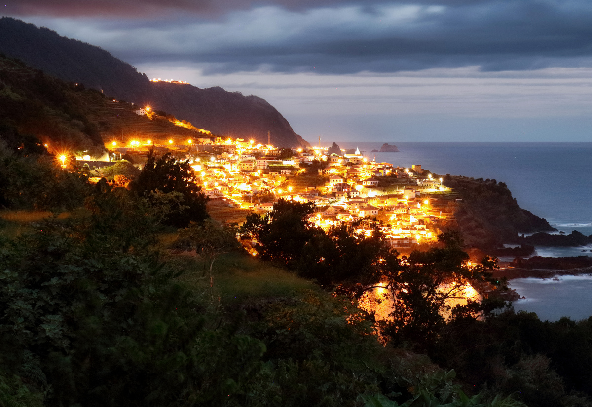 Seixal village at night in Madeira