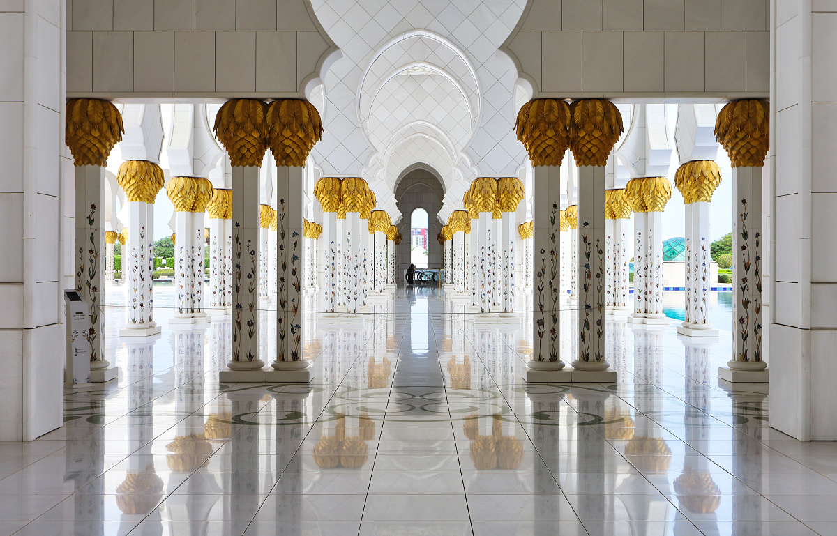 Sheikh Zayed Grand Mosque columns, Abu Dhabi, United Arab Emirat