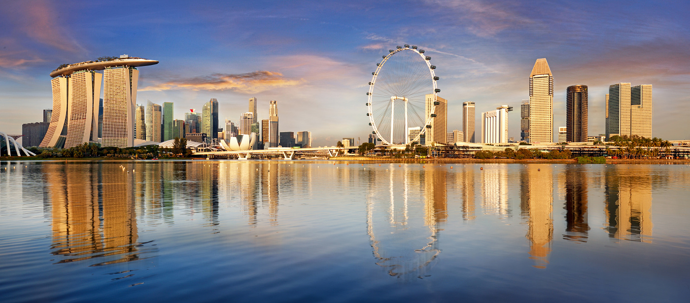 Singapore skyline panorama at sunrise