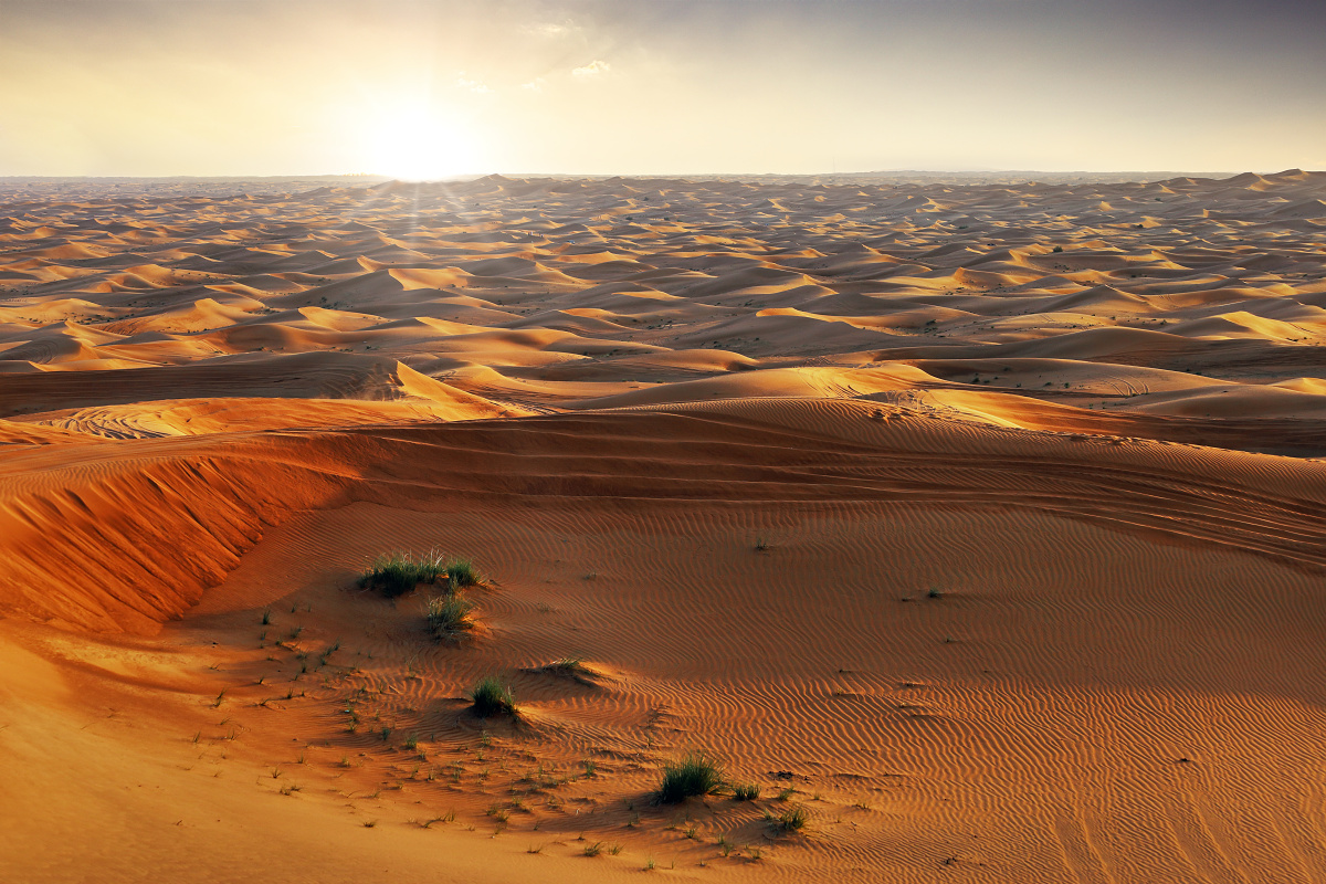Sunset in desert near Dubai