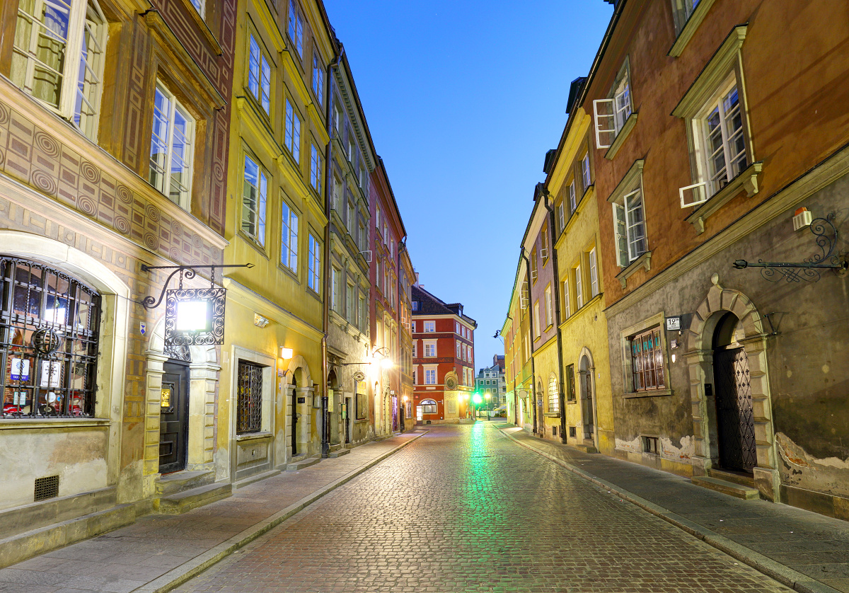 Warsaw street in old city center