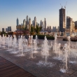Dubai Marina from Palm Jumeirah with fountain