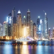 Dubai Marina skyline panorama at night