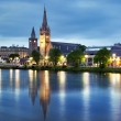 Inverness skyline at night with Ness river