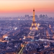 Paris with Eiffel tower at dusk